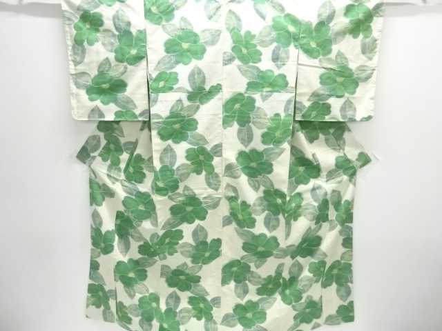 JAPANESE KIMONO / TSUMUGI KIMONO / WOVEN FLOWER PATTERN